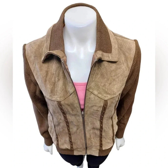 Rally Express Vintage Leather And Knot Sweater Jacket Size  Small - Picture 3 of 10